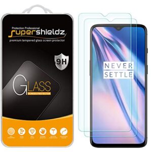 (2 pack) supershieldz designed for oneplus 7t tempered glass screen protector, anti scratch, bubble free