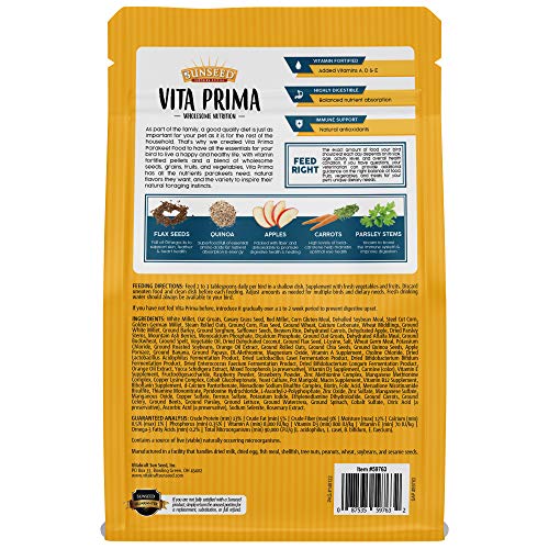 Sunseed Vita Prima Wholesome Nutrition Parakeet Food, 2 LBS