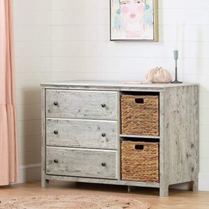 south shore cotton candy 3-drawer dresser with baskets-seaside pine