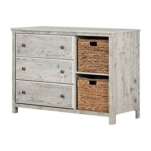 South Shore Cotton Candy 3-Drawer Dresser with Baskets-Seaside Pine