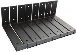 8 pack - 7.25"l x 4"h x 1.5"w 5mm thick black hook brackets, hook iron shelf brackets, j bracket, metal shelf bracket, industrial shelf bracket, modern shelf bracket shelf supports with screws