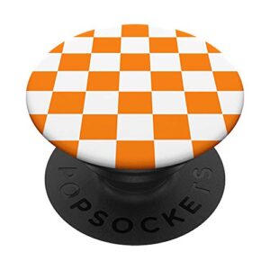 checkered orange and white checkerboard pattern design gift popsockets popgrip: swappable grip for phones & tablets