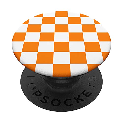 Checkered Orange And White Checkerboard Pattern Design Gift PopSockets PopGrip: Swappable Grip for Phones & Tablets