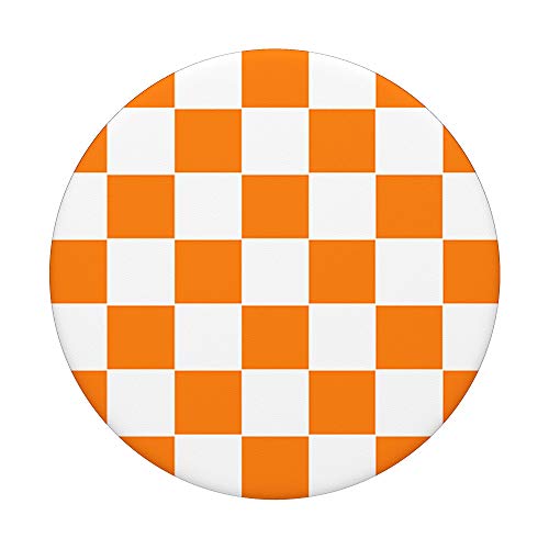 Checkered Orange And White Checkerboard Pattern Design Gift PopSockets PopGrip: Swappable Grip for Phones & Tablets