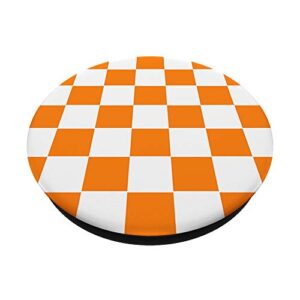 Checkered Orange And White Checkerboard Pattern Design Gift PopSockets PopGrip: Swappable Grip for Phones & Tablets