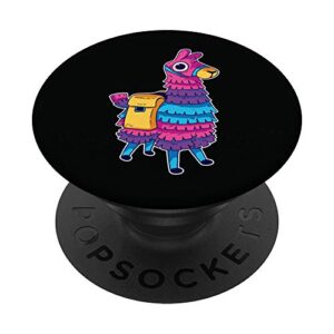 funny loot llama pinata with yellow saddlebag artwork popsockets popgrip: swappable grip for phones & tablets