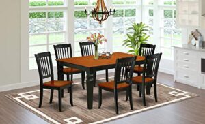 east west furniture weda7-bch-w dining table set, 7-piece
