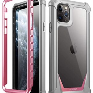 iPhone 11 Pro Max Case, Poetic Full-Body Hybrid Shockproof Ruggec Clear Bumper Cover, Built-in-Screen Protector, Guardian Series, Case for Apple iPhone 11 Pro Max (2019) 6.5 Inch, Pink/Clear