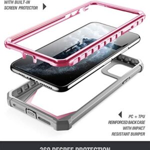 iPhone 11 Pro Max Case, Poetic Full-Body Hybrid Shockproof Ruggec Clear Bumper Cover, Built-in-Screen Protector, Guardian Series, Case for Apple iPhone 11 Pro Max (2019) 6.5 Inch, Pink/Clear