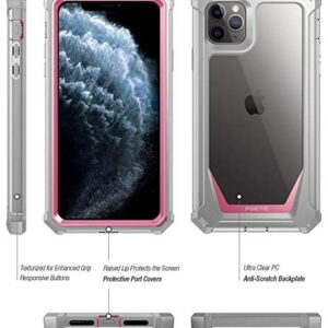 iPhone 11 Pro Max Case, Poetic Full-Body Hybrid Shockproof Ruggec Clear Bumper Cover, Built-in-Screen Protector, Guardian Series, Case for Apple iPhone 11 Pro Max (2019) 6.5 Inch, Pink/Clear