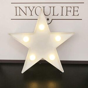 qiaofei little star light,led plastic star sign-lighted marquee star sign wall decor for christmas,birthday party,kids room, living room, wedding party decor,romantic lamp night table light(white )