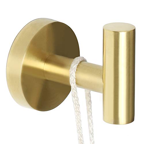 Alise Towel Hook Bathroom Single Robe Hooks Wall Mount Towel Holder Hanger Storage,SUS304 Stainless Steel Brushed Golden