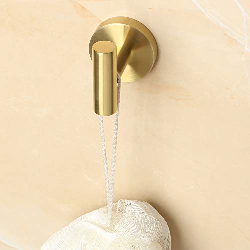 Alise Towel Hook Bathroom Single Robe Hooks Wall Mount Towel Holder Hanger Storage,SUS304 Stainless Steel Brushed Golden