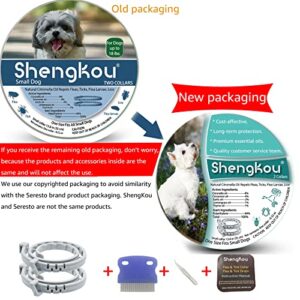 Natural Flea and Tick Collar for Small Dogs - Safe Prevention and Control of Pests on Puppies - Waterproof and Long-Lasting - Includes Free Comb and Tick Tweezer - 2-Pack, 13.8 Inches