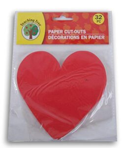 teaching tree paper cut-outs - red heart - 32 count
