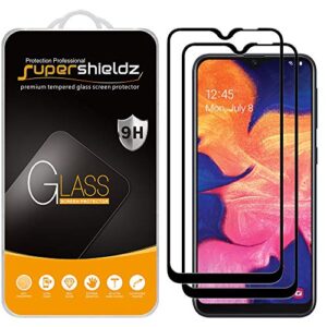 (2 pack) supershieldz designed for samsung (galaxy a10e) tempered glass screen protector, (full screen coverage) anti scratch, bubble free (black)