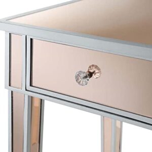 Convenience Concepts Gold Coast Mirrored 2 Drawer Desk/Console Table, Silver/Rosé