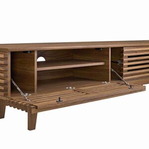 Modway Render 71" Mid-Century Modern Low Profile TV Stand in Walnut, 71 Inch