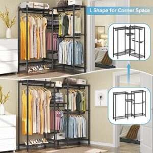 VIPEK V6 Wire Garment Rack Heavy Duty Clothes Rack Metal Clothing Rack with Shelves, Freestanding Portable Wardrobe Closet Rack for Hanging Clothes 74.4" L x 17.7" W x 76.8" H, Max Load 780LBS, Black