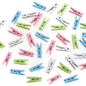 40 Pcs Wooden Clothespins 1" Mini Clothes Pins Tiny Clothespins Photo Clips Picture Clips Small Clothespins for Pictures Mini Clips Mini Clothespins for Photos Pastel Colored Clothespins Clothes Clips