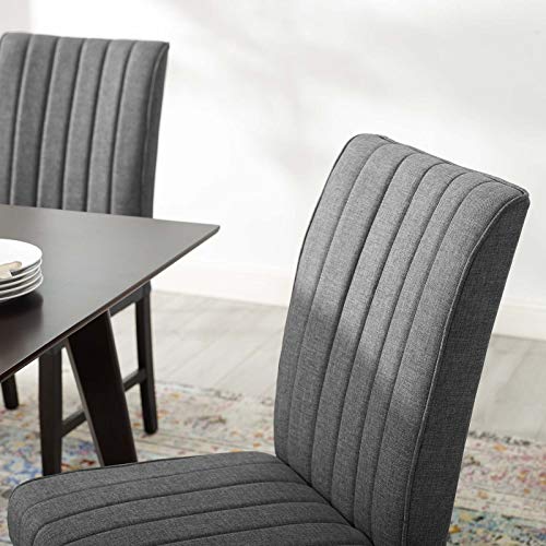 Modway Motivate Channel Tufted Upholstered Fabric Dining Side Chair, Set of 2, Gray