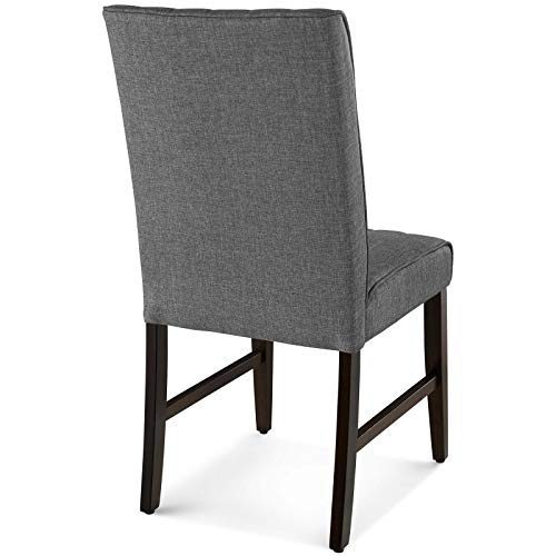 Modway Motivate Channel Tufted Upholstered Fabric Dining Side Chair, Set of 2, Gray