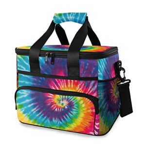 alaza abstract swirl design tie dye large lunch bag insulated lunch box soft cooler cooling tote for grocery, camping, car