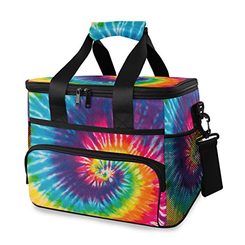 ALAZA Abstract Swirl Design Tie Dye Large Lunch Bag Insulated Lunch Box Soft Cooler Cooling Tote for Grocery, Camping, Car