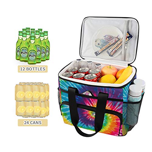 ALAZA Abstract Swirl Design Tie Dye Large Lunch Bag Insulated Lunch Box Soft Cooler Cooling Tote for Grocery, Camping, Car