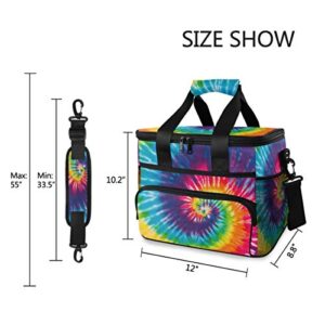 ALAZA Abstract Swirl Design Tie Dye Large Lunch Bag Insulated Lunch Box Soft Cooler Cooling Tote for Grocery, Camping, Car