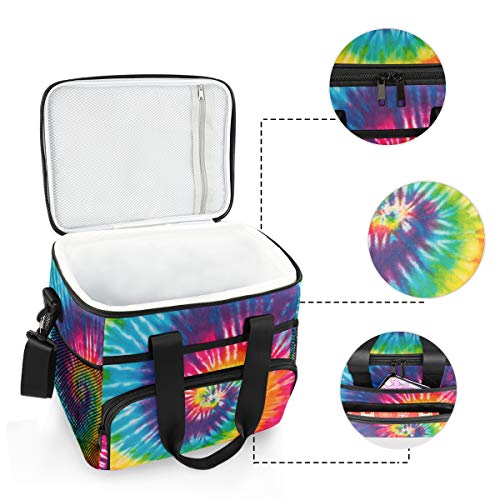 ALAZA Abstract Swirl Design Tie Dye Large Lunch Bag Insulated Lunch Box Soft Cooler Cooling Tote for Grocery, Camping, Car