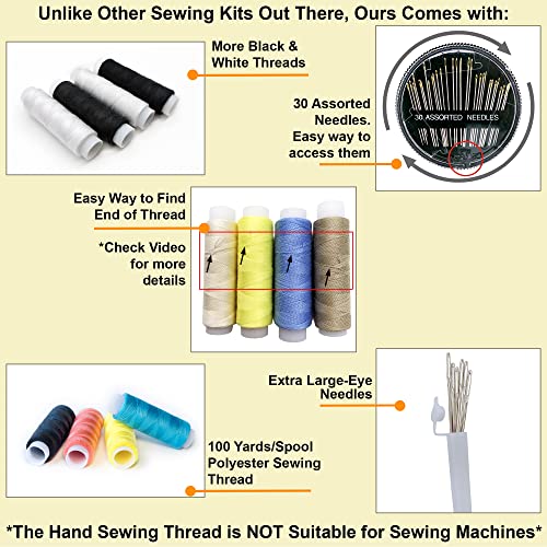 Sewing Kit for Adults with Sewing Supplies - 38-Color Sewing Thread, Needle and Thread Kit & Sewing Accessories for Daily Needs, Travel Sewing Kit for Emergency Repairs, Sewing Kits for Beginners