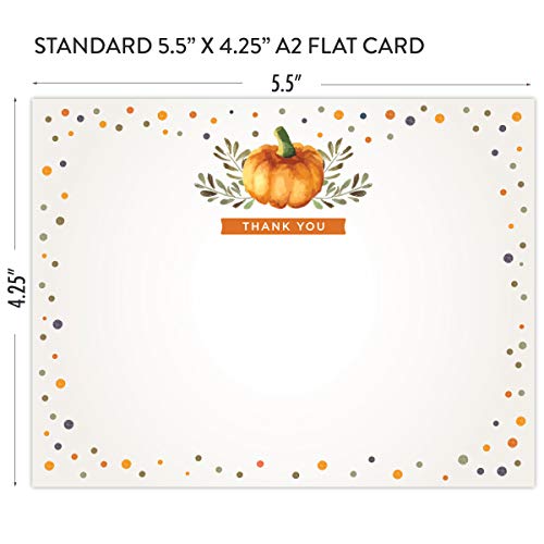 Koko Paper Co Fall Thank You Cards | 25 Flat Note Cards and Envelopes | Printed on Heavy Card Stock.