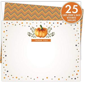 Koko Paper Co Fall Thank You Cards | 25 Flat Note Cards and Envelopes | Printed on Heavy Card Stock.