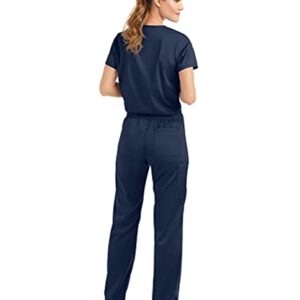 Strictly Scrubs Stretch Women’s Four Way Stretch Scrub Set – Includes V-Neck Top and Pant (Medium Petite, Navy)