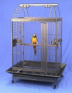 x large double ladders open playtop wrought iron bird parrot cage, 36"x26"x68"h (black vein)