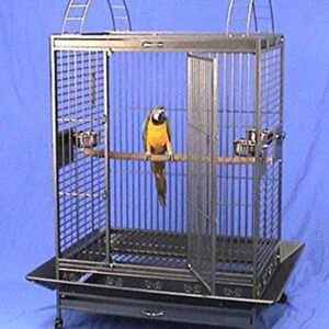 X Large Double Ladders Open PlayTop Wrought Iron Bird Parrot Cage, 36"x26"x68"H (Black Vein)