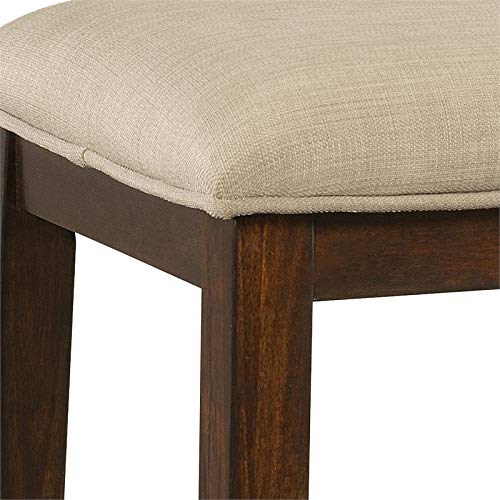 BOWERY HILL Drew Multipurpose Home Kitchen Dining Nook Bar Living Room Sofa Table Set with 3 Upholstered Stools, Chairs in Dark Walnut and Taupe Fabric