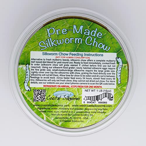 Coastal Silkworms 1 LB Pre-Made Silkworm Chow (16oz) Mulberry Food