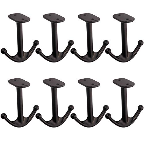 DEEKOUDT Ball Two Prong Ceiling Hook for Closet Top Bathroom Kitchen Cabinet Garage Pack of 8 (Ball Black)