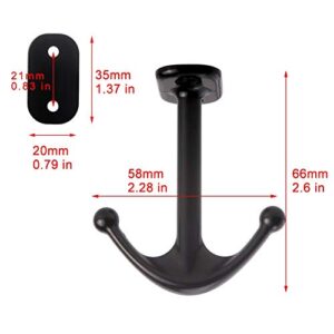 DEEKOUDT Ball Two Prong Ceiling Hook for Closet Top Bathroom Kitchen Cabinet Garage Pack of 8 (Ball Black)