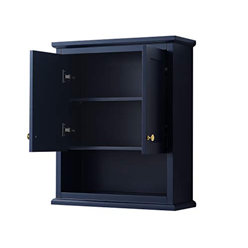 Wyndham Collection Avery Wall-Mounted Bathroom Storage Cabinet in Dark Blue