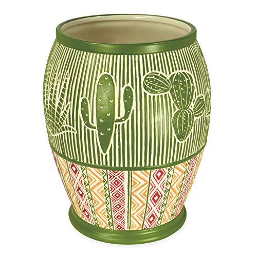 Destinations Cactus Waste Paper Basket, Wastebasket, Olive