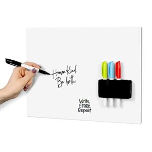 frameless 2-sided whiteboard | 16in x 12in | flippable two-in-one whiteboard with 4 markers and eraser-holder | made in the usa by m.c. squares