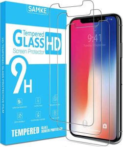 samke compatible with apple iphone xr iphone 11 screen protector [6.1in][not ip10-5.8in] tempered glass,2.5d edge advanced hd clarity work most case (9h hardness, 6x stronger, bubble free) [3 pack]