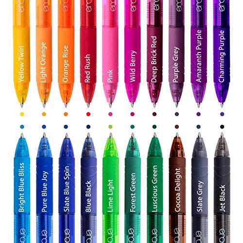 ParKoo Retractable Erasable Gel Pens Clicker Fine Point 0.7 mm, No Need for White Out, 20 Assorted Color Inks for Drawing Writing Planners and Crossword Puzzles