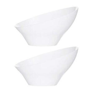 plasticpro disposable angled plastic bowls round medium serving bowl, elegant for party's, snack, or salad bowl, white, pack of 4