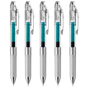 pentel energel infree gel ink ballpoint pen 0.5mm, needle tip, turquoise blue ink, 5 pen set(japan import)