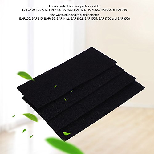 4 Pack Carbon Sponge Filter Universal Active Carbon Sponge Filter Foam Sheet Air Purifier Replacement Activated Pad