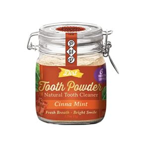 the dirt tooth powder - fluoride free - remineralizing with essential oils & bentonite clay - natural toothpaste alternative - available in 6 flavors (cinna mint, 51g: 6 month supply)